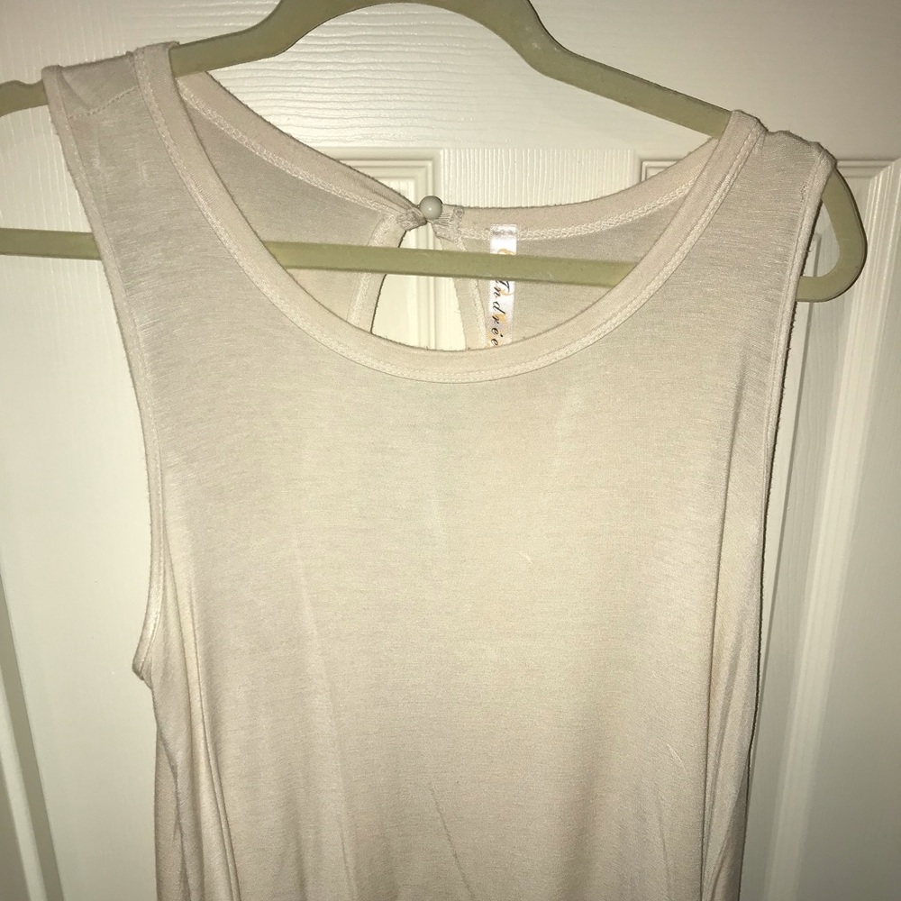 Soft cream tank top with open back